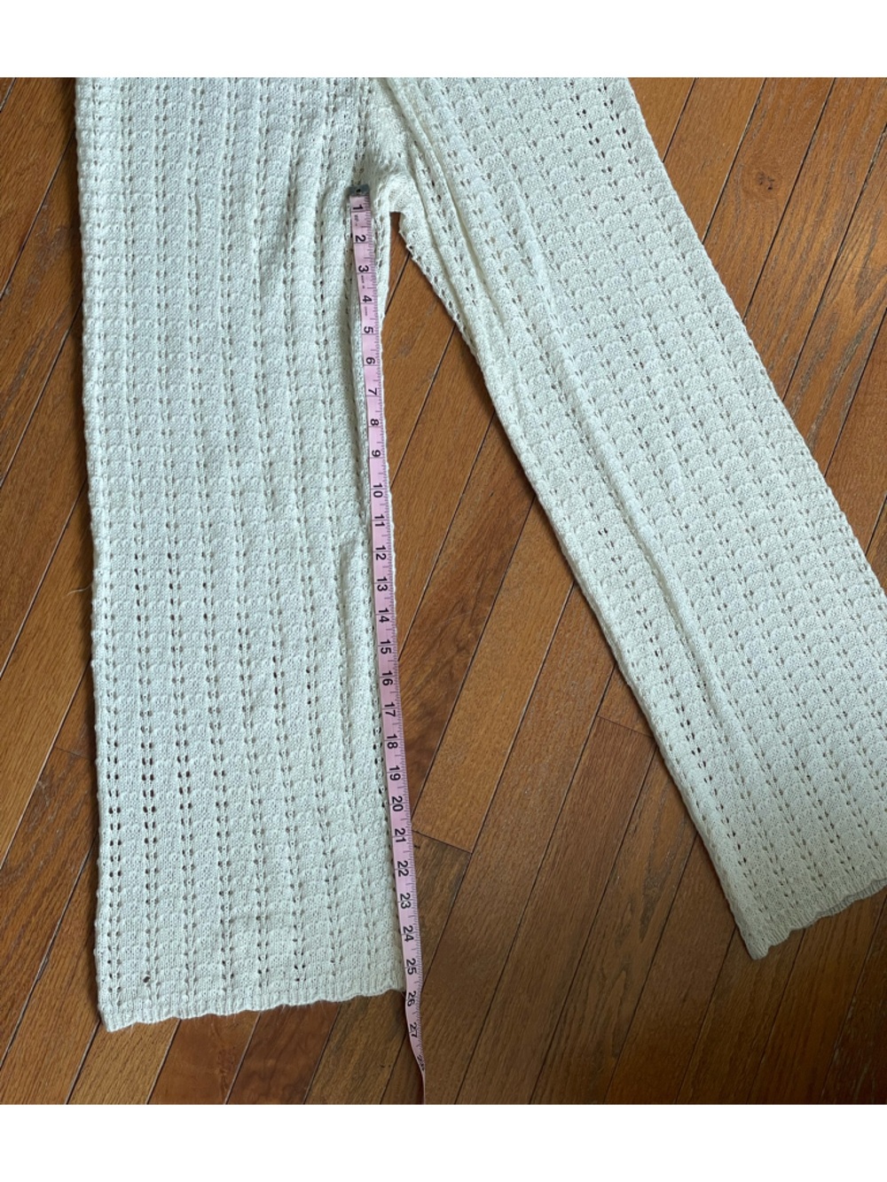 Cream Knit Set Pant Button Top Lounge Set Size M Vacation Classic Euro Summer - Picture 6 of 8